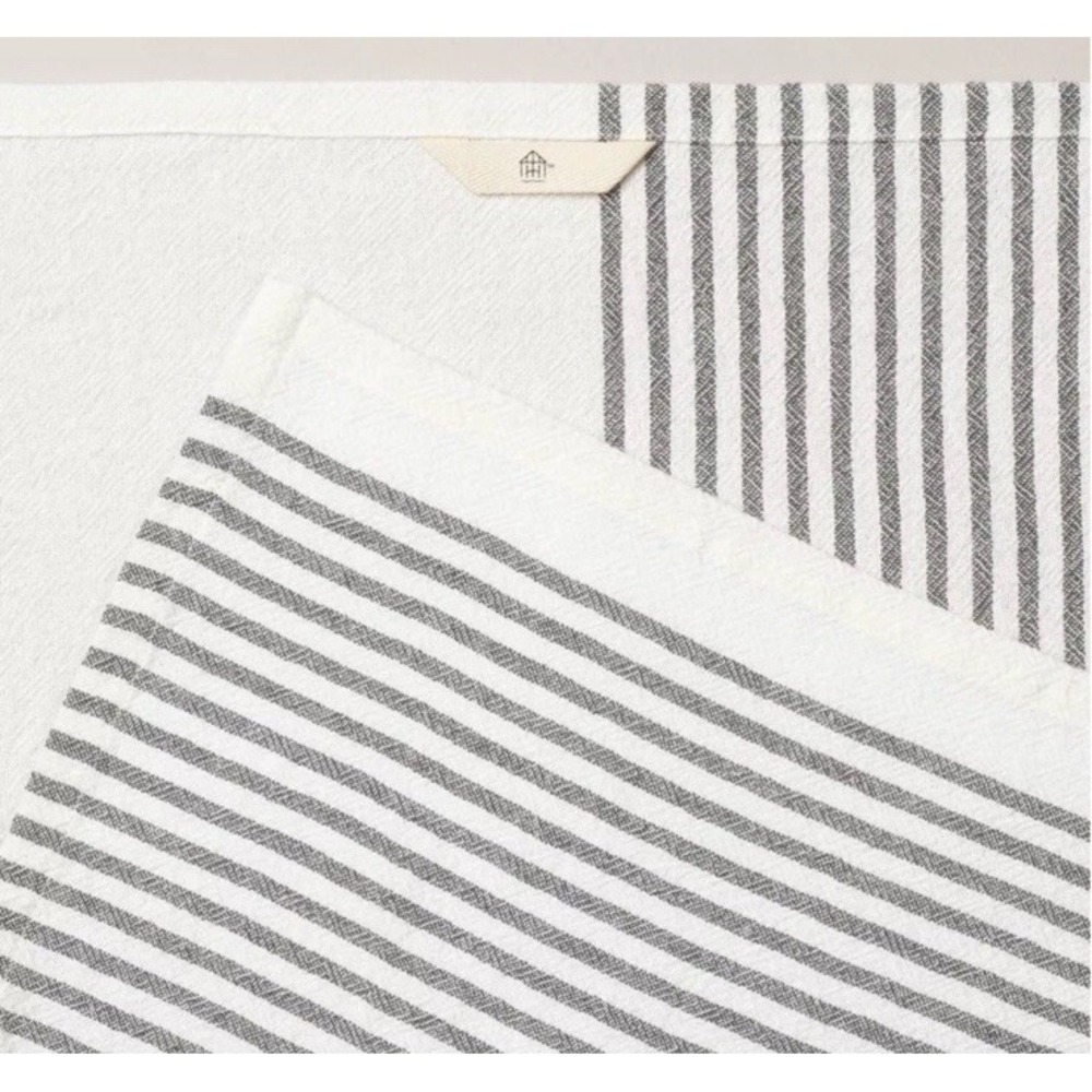 Magnolia Hearth Hand Kitchen Flour Sack Dish Towel Mini Stripe Charcoal Gray